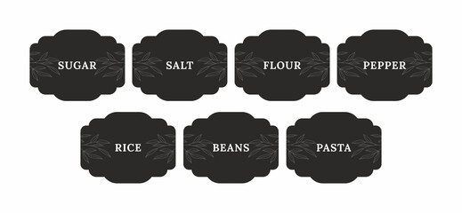 Pantry spice jar seasoning label sticker organizer set. Spices jar labels and stickers. sugar, salt, flour, pasta, beans, pepper