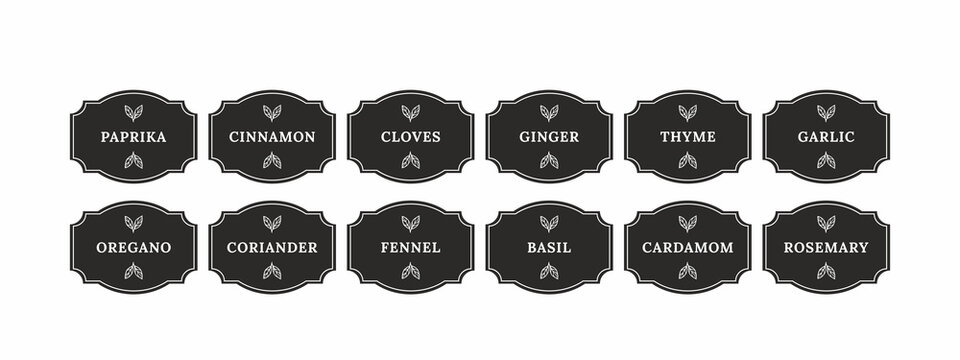 Square Spice Labels for Indian Spices - 44 South Asian Spice Jar Labels  Stickers - Kitchen Pantry Labels for Spice Jars - Spice Organization Herb