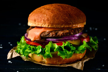 hamburger, single fresh classic burger