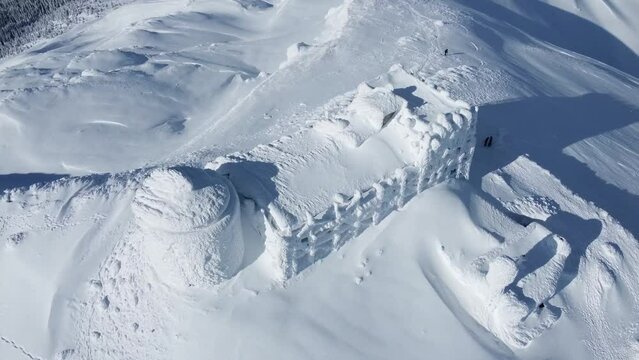 Aerial: Carpathian mountains, observatory White elephant, Pip Ivan Chornohora