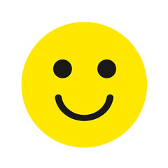 Yellow round emoticons, smile. Beautiful happy yellow anime smiley on white background