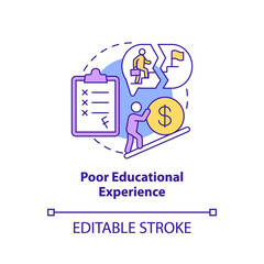 Poor educational experience concept icon. Effects of conduct disorder abstract idea thin line illustration. Isolated outline drawing. Editable stroke. Arial, Myriad Pro-Bold fonts used