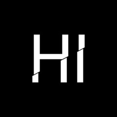 crossed out HI inscription in white on a black background