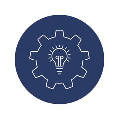 creative technology idea bulb gear icon