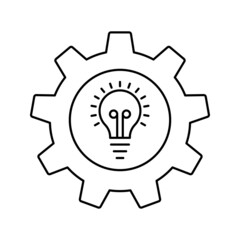 creative technology idea bulb gear icon