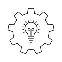 creative technology idea bulb gear icon