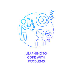 Learning to cope with problems blue gradient concept icon. Reducing stressful feelings abstract idea thin line illustration. Manage stress. Isolated outline drawing. Myriad Pro-Bold font used