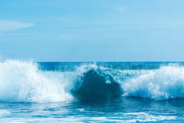 waves on a beautiful beach in Sukabumi, Indonesia