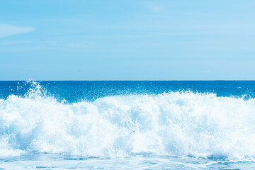 waves on a beautiful beach in Sukabumi, Indonesia