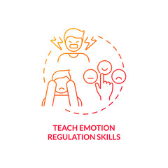 Teaching emotion regulation skills red gradient concept icon. Managing behavior and body movement abstract idea thin line illustration. Isolated outline drawing. Myriad Pro-Bold font used