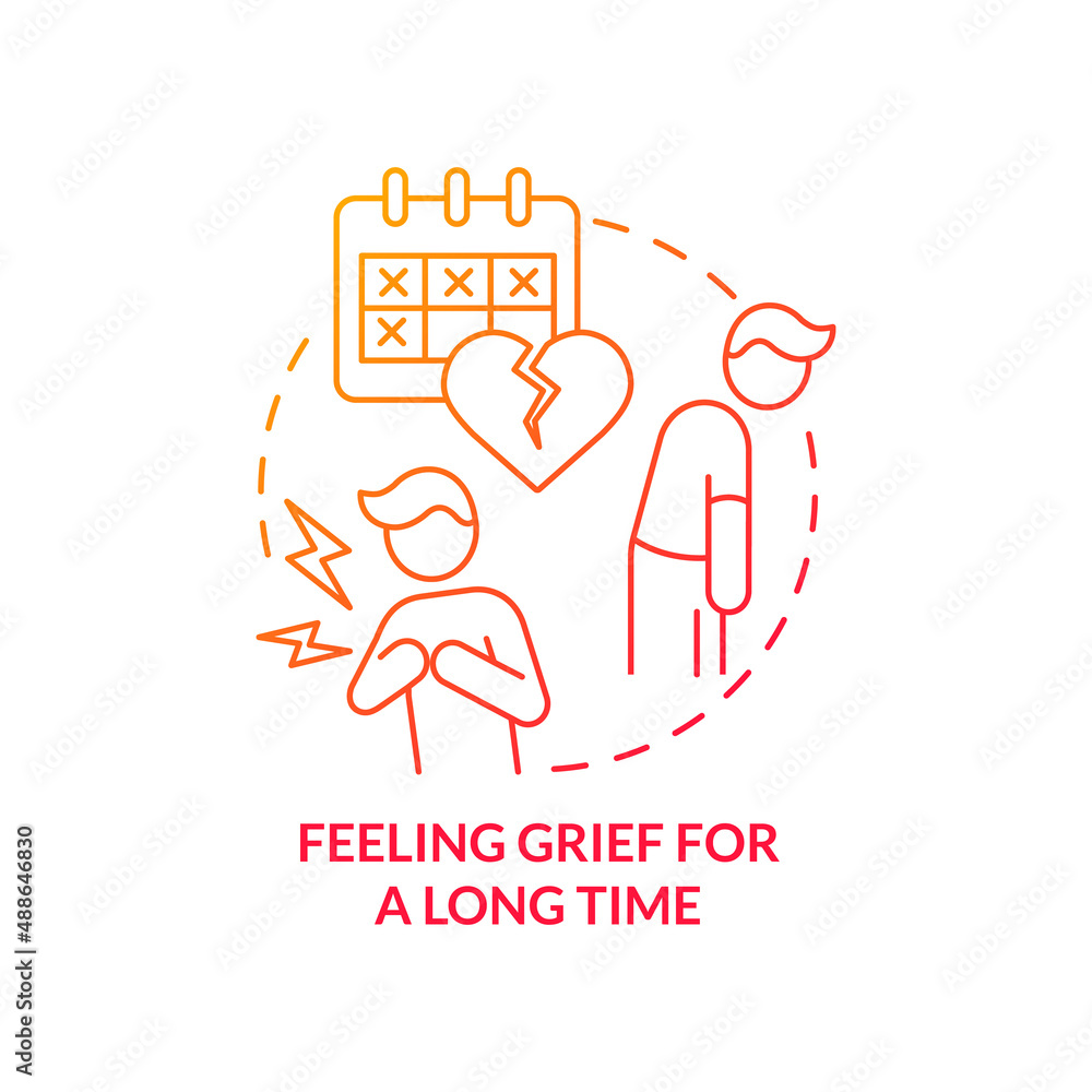 Poster feeling grief for long time red gradient concept icon. mental issues in teens abstract idea thin lin