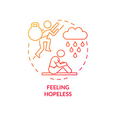 Feeling hopeless red gradient concept icon. Mood swings. Sudden feelings of intense anxiety abstract idea thin line illustration. Mental problem. Isolated outline drawing. Myriad Pro-Bold font used