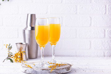 Mimosa cocktail with orange juice