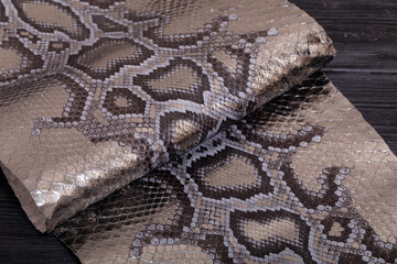 spotted grey metallic folded colored natural python genuine leather	
