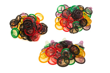 Colorful condoms background.