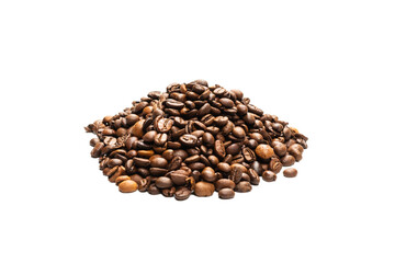 Coffee beans on a white background. Top view.
