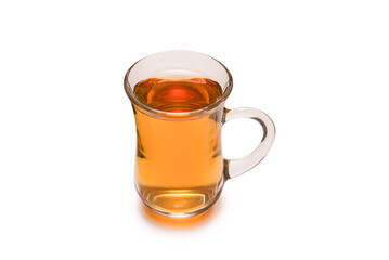 A turkish glass of tea isolated on white background.