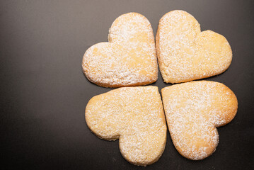 Shortbread in the shape of a heart isolated on white background.