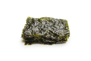 Tasty nori seaweed isolated on white.