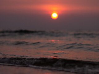 Fototapeta premium Beautiful sunset on a beach. Summer sunset.