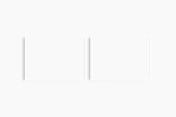 Horizontal frame mockup 7:5, 70x50, A4, A3, A2, A1 landscape. Set of two thin white frames. Gallery wall mockup, set of 2 frames. Clean, modern, minimalist, bright.