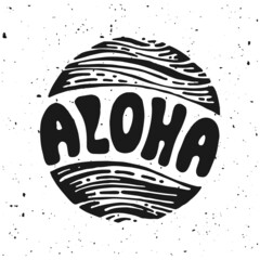 Aloha surfing lettering. Vector calligraphy illustration © softulka