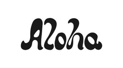 Aloha surfing lettering. Vector calligraphy illustration © softulka