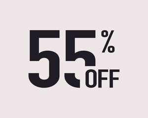 Discount Label up to 55% off. Sale and Discount Price Sign or Icon. Sales Design Template. Shopping and Low Price Symbol. Vector Template Design Illustration