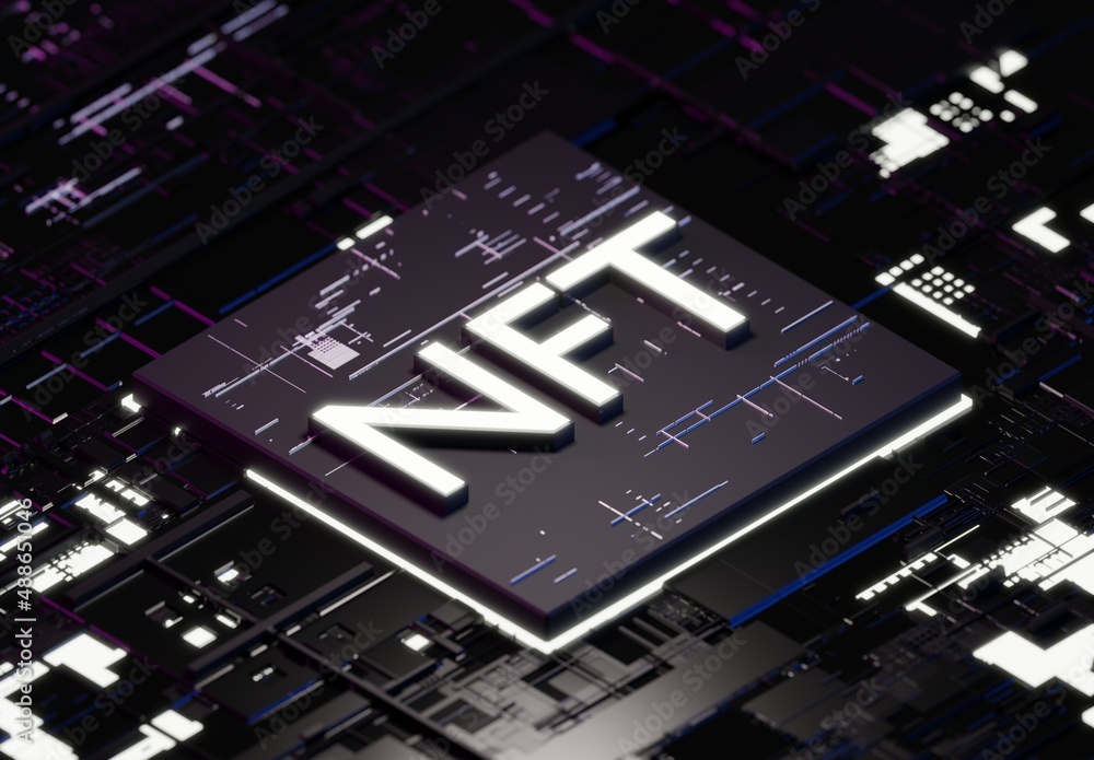 Aufkleber nft blockchain platform project futuristic modern background