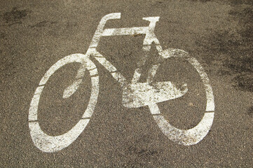 Fototapeta na wymiar Cyclist path sign on the sidewalk.