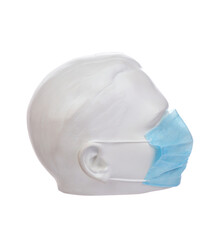 Protective medical mask on a mannequin head
