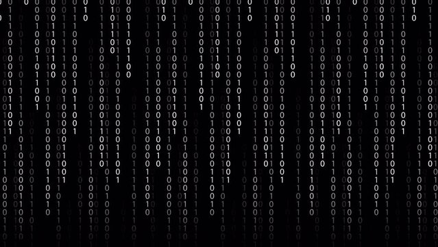 An endless binary data rain on alpha channel background.