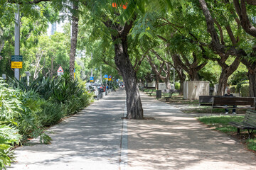 Tel Aviv, Israel - July 3, 2021: Sderot(Boulevard) David HaMelech in Tel Aviv