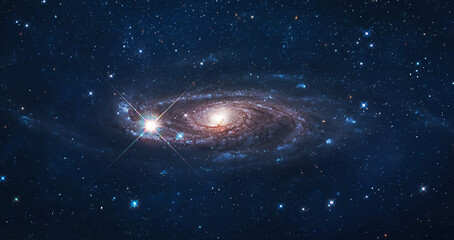 Spiral galaxy in space. Galaxy Andromeda sci-fi high quality space wallpaper. Sky with stars....