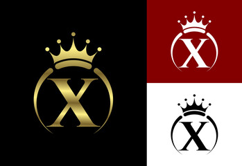 Initial X monogram alphabet with a crown. Royal, King, queen luxury symbol. Font emblem. © BakiBullah