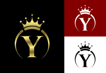 Initial Y monogram alphabet with a crown. Royal, King, queen luxury symbol. Font emblem. © BakiBullah