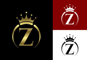 Initial Z monogram alphabet with a crown. Royal, King, queen luxury symbol. Font emblem. © BakiBullah