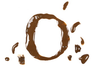Wet mud alphabet letter O isolated on white, clipping path