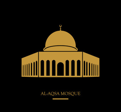 Al Aqsa Mosque vector icon. Al Aqsa Mosque in Jerusalem vector symbol.