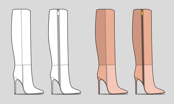 high heels under knee boots fllat fashion design