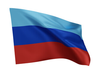 3d flag of Luhansk People's Republic isolated on white background. 3d rendering.