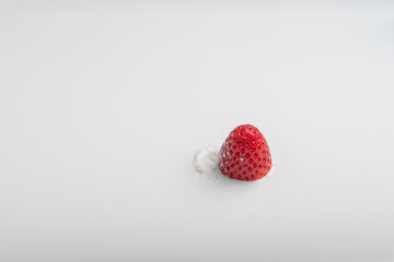 Strawberry in white milk. Healthy breakfast.