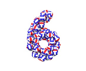 Volley Ball Themed Font Number 6