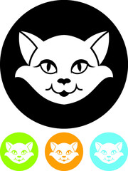 Cute cartoon cat face vector icon