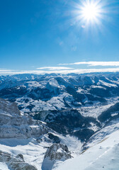 view above the swiss alps on a beautiful winter day on mount Säntis in Switzerland © Simona