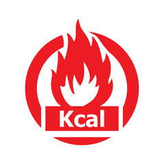 Calories burn icon. Kcal symbol. Vector illustration of design for web, app, banner. Fitness and sport concept. Fat burning symbol isolated on white background.