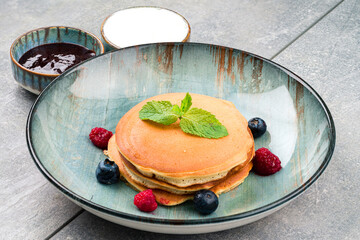 Morning breakfast Pancakes with fresh berry