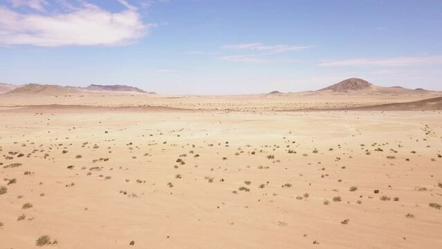 Aerial over dry arid desert landscape