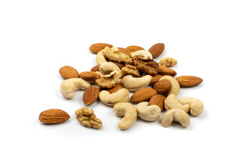 Nut Mix Pile Isolated, Heap of Peeled Nut Kernels