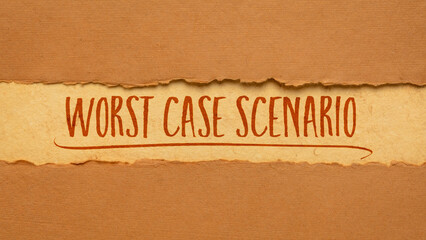 worst case scenario - risk analysis concept, handwriting on a handmade rag paper, web banner